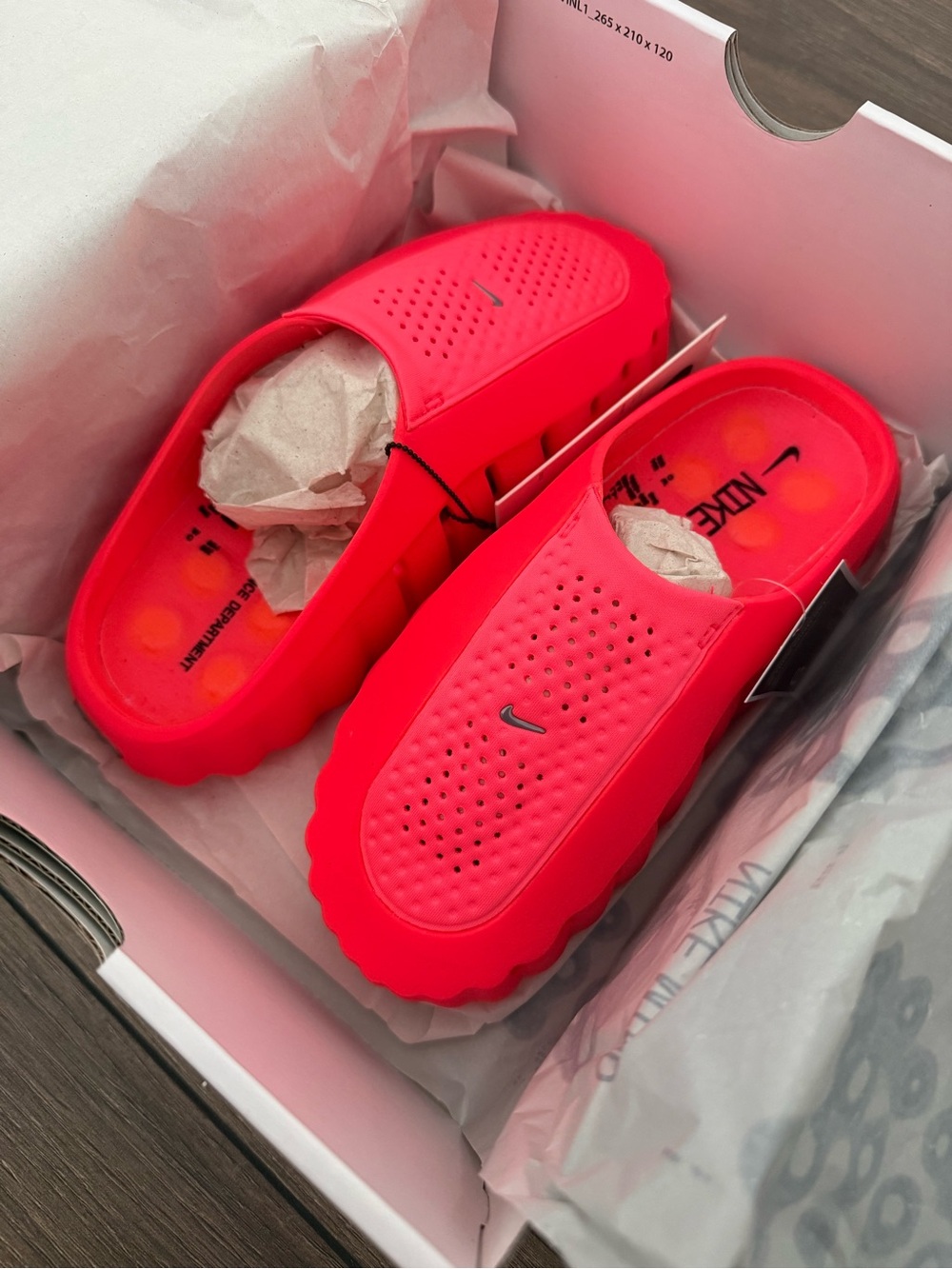 Nike Neon Red Slip-On Slide Clogs with Mini Swoosh - MIND 001